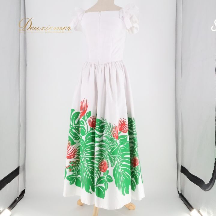 フラダンス 衣装 ワンピース ドレス エコルエヒク ホワイト系 EKOLU