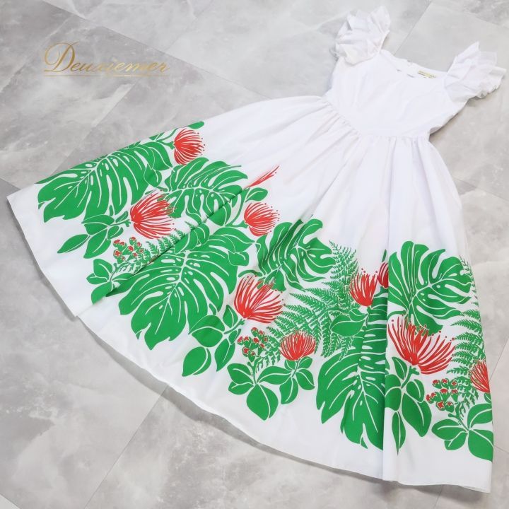 フラダンス 衣装 ワンピース ドレス エコルエヒク ホワイト系 EKOLU