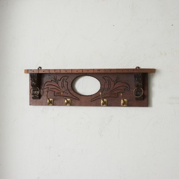 英国 アンティーク ウォールフック コートフック オーク 壁掛け 帽子