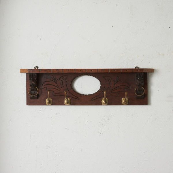 英国 アンティーク ウォールフック コートフック オーク 壁掛け 帽子