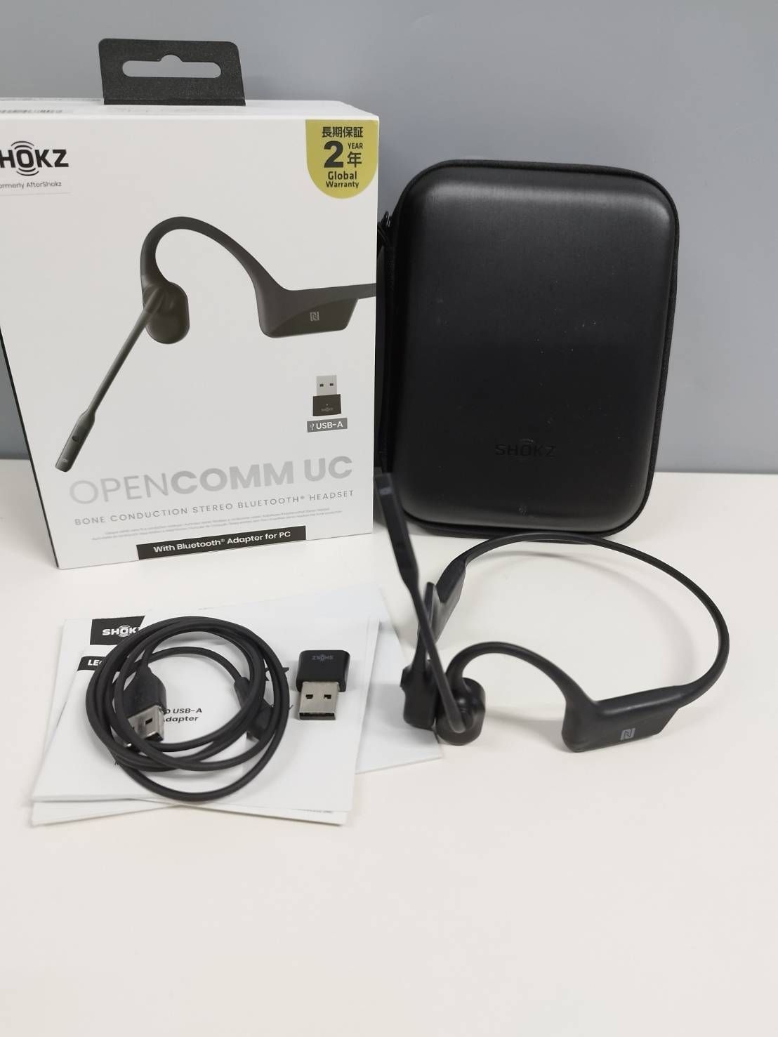 良品】SHOKZ OpenComm UC/C102/ワイヤレス骨伝導ヘッドセット/ブラック