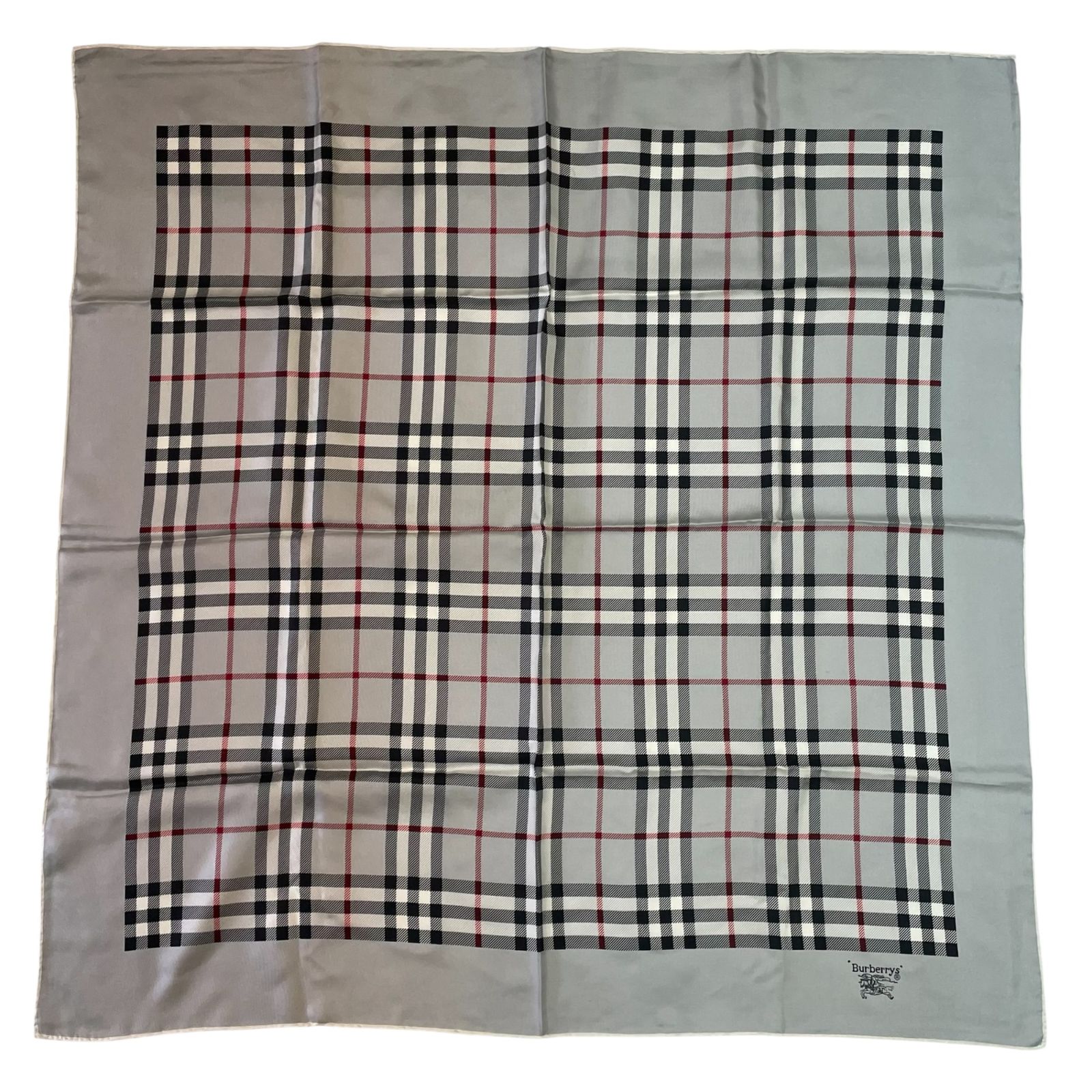 極美品 Burberry バーバリー スカーフ シルク ノバチェック柄 グレー