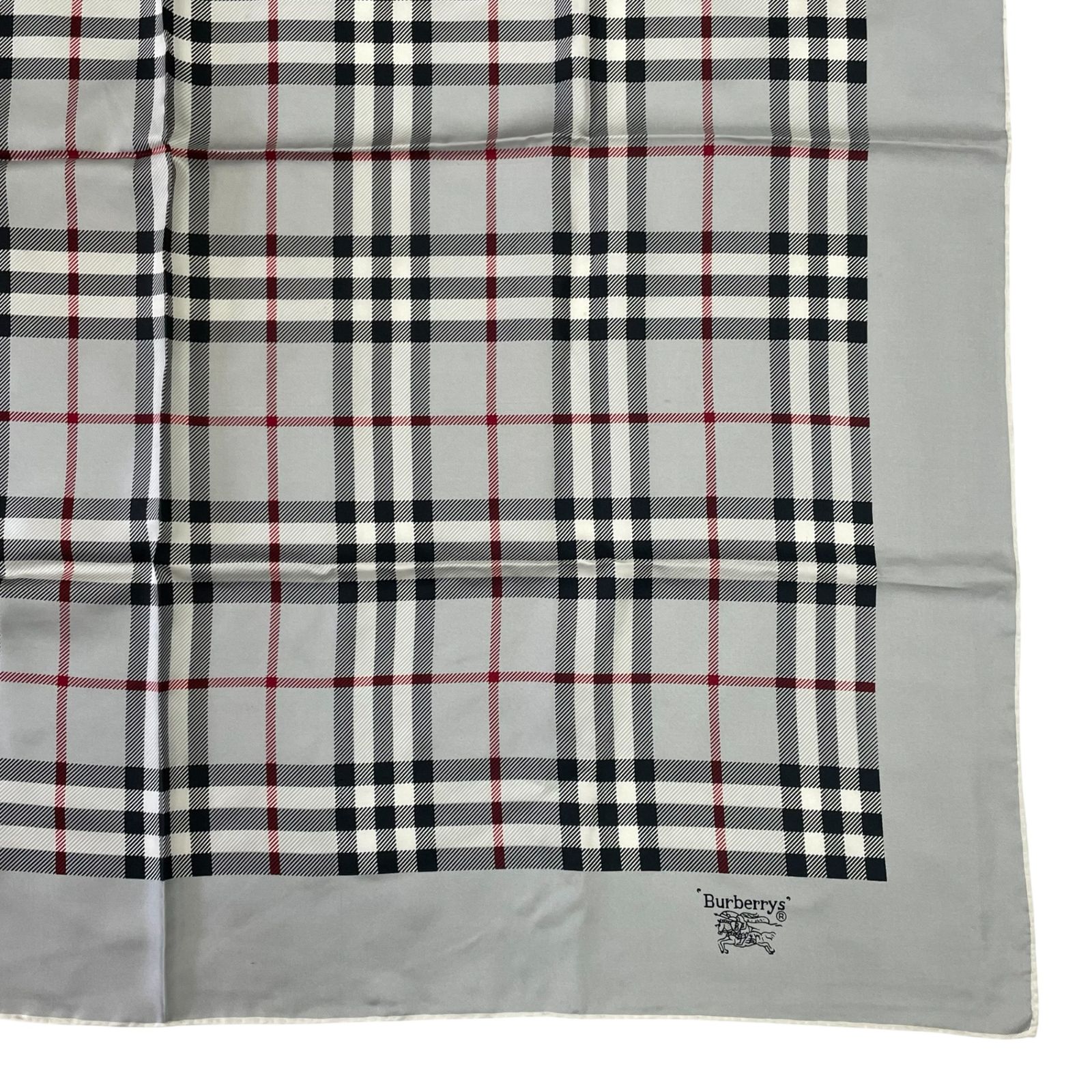 極美品 Burberry バーバリー スカーフ シルク ノバチェック柄 グレー