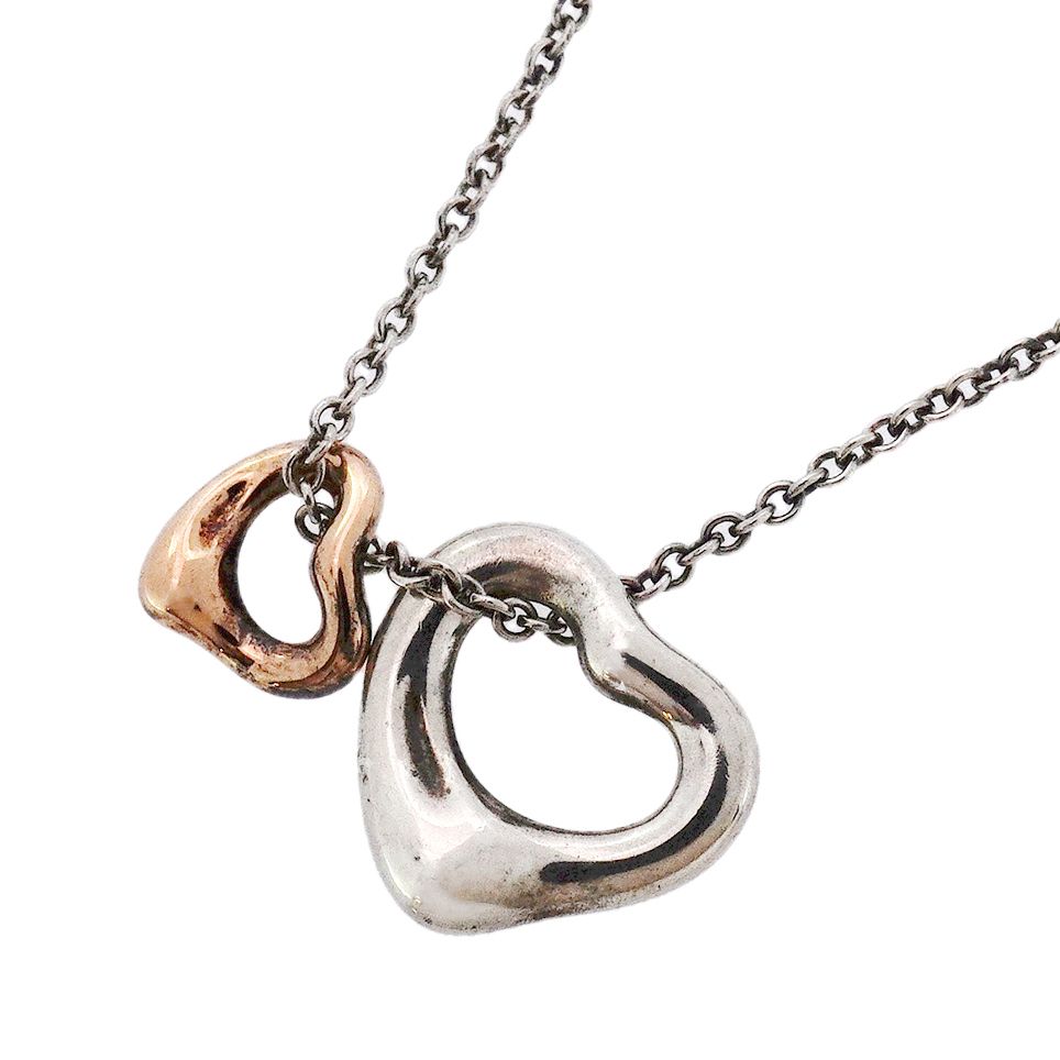 6jab0564】ティファニー ネックレス ダブルオープンハート K18PG