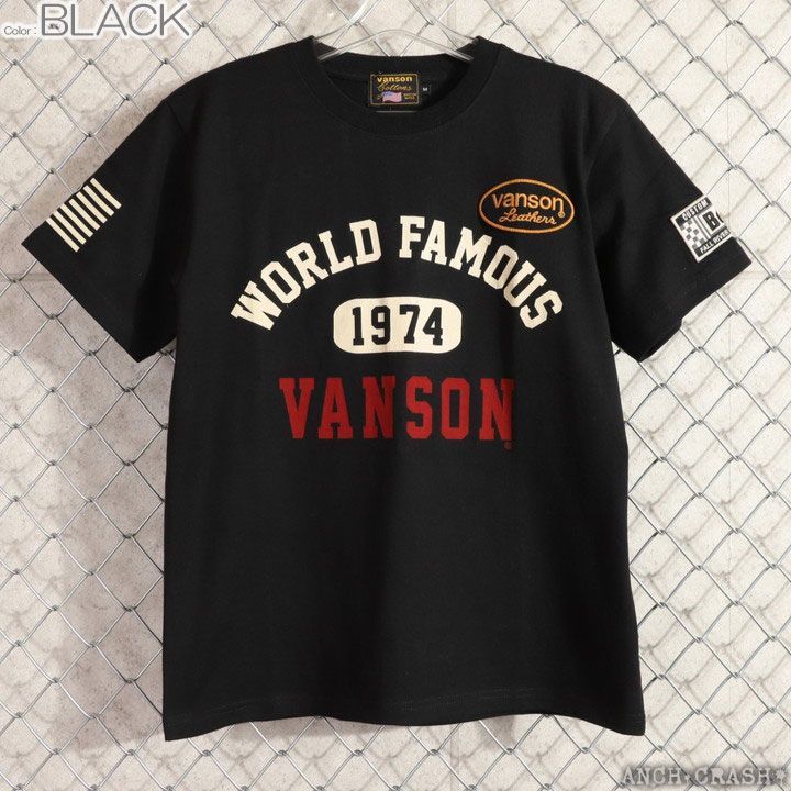 VANSON スター 半袖Tシャツ NVST-2603 ブラック バンソン 刺繍