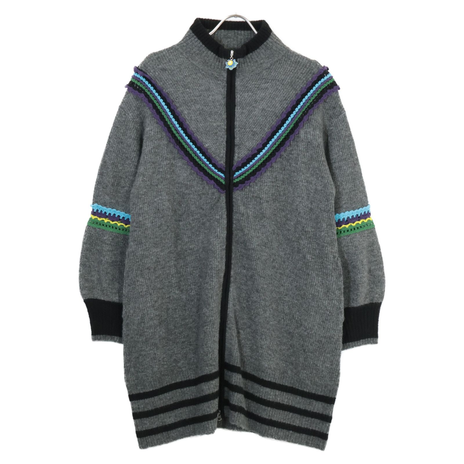 アルベロベロ OLLEBOREBLA ジップアップ ニットブルゾン カーディガン OLLEBOREBLA アルベロベロ 321275 ｸﾞﾚｰ×ﾏﾙﾁｶﾗｰ ﾌﾙｼﾞｯﾌﾟﾆｯﾄｶｰﾃﾞｨｶﾞﾝ