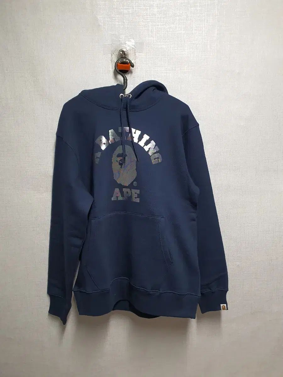 A BATHING APE アベイシングエイプ ベイプ ネイビー ホログラム フーディTシャツ L