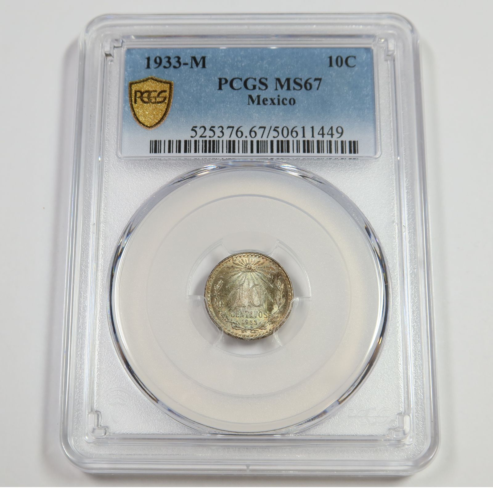 1933年 M PCGS MS67 - メキシコ - 10センタボ 10セントコイン - メルカリ