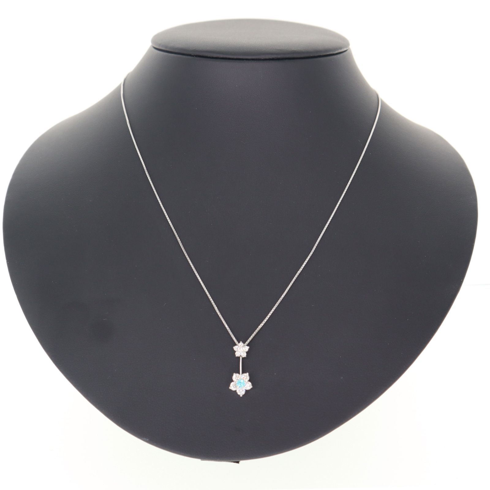 中古】K18WG Pt0.06ct / D0.47ct ネックレス 最長約45cm 約3.7g