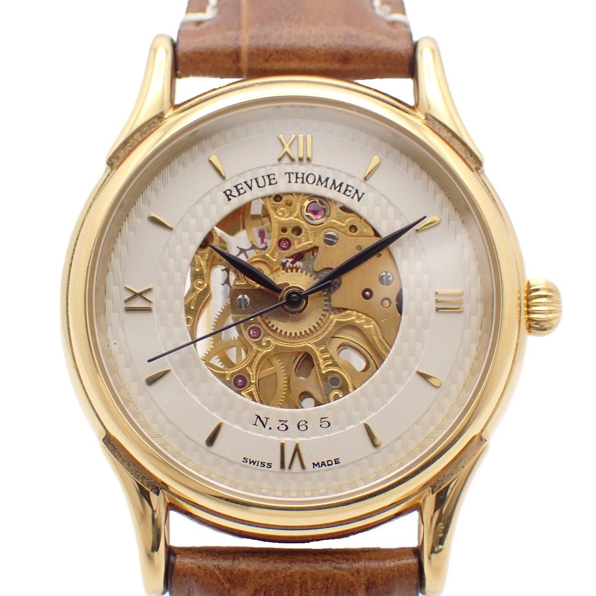 レビュートーメン スケルトン 手巻き メンズ 腕時計 ゴールドGP