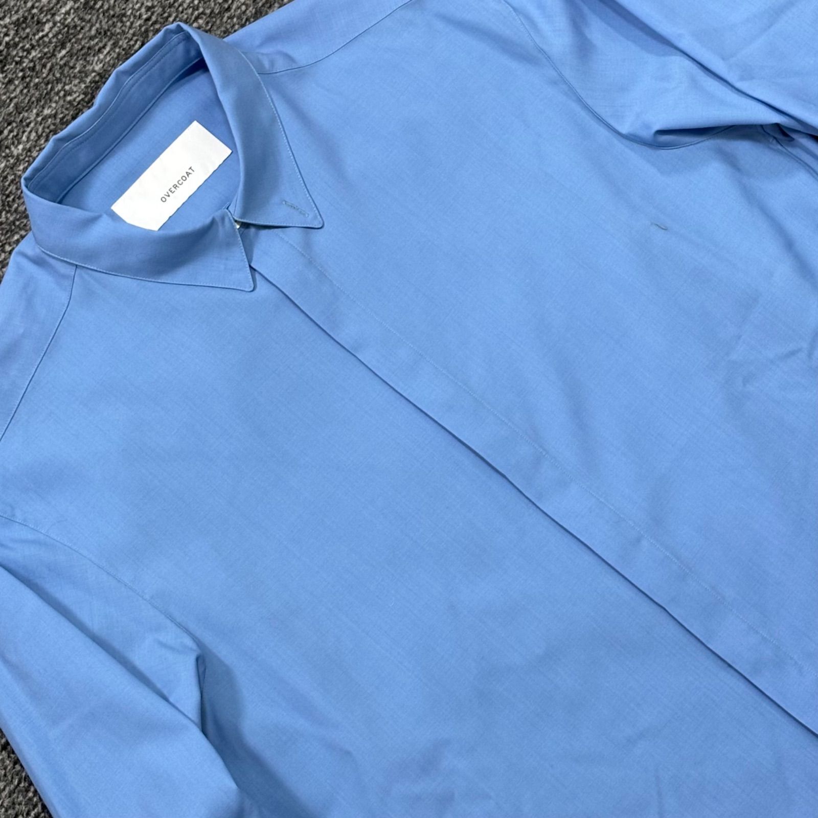 美品 OVERCOAT T01-NKWS ウール 比翼シャツ ブルー 2 オーバーコート