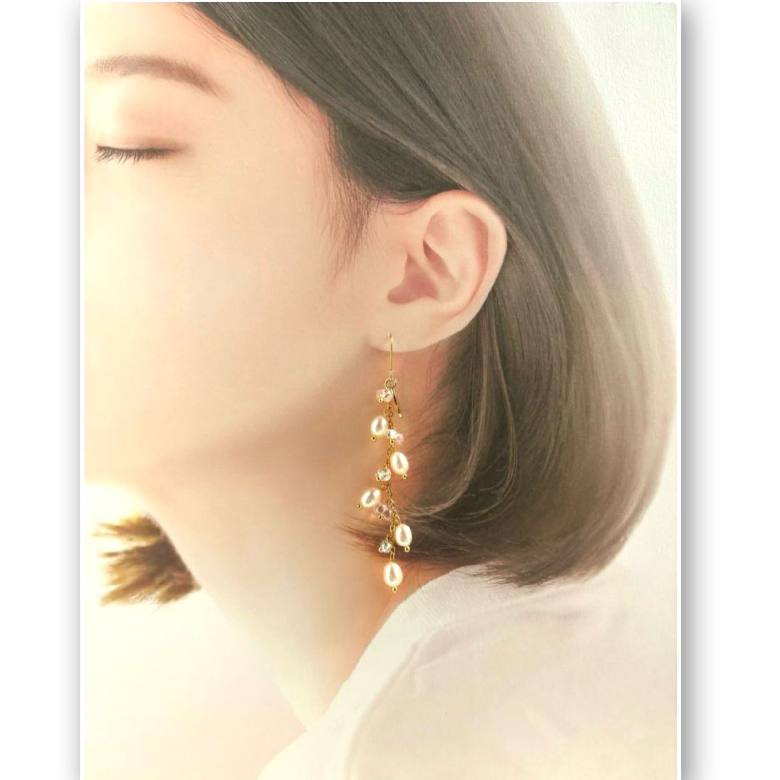 No.1653 淡水パールのピアス 淡水パールのイヤリング ハンドメイド 