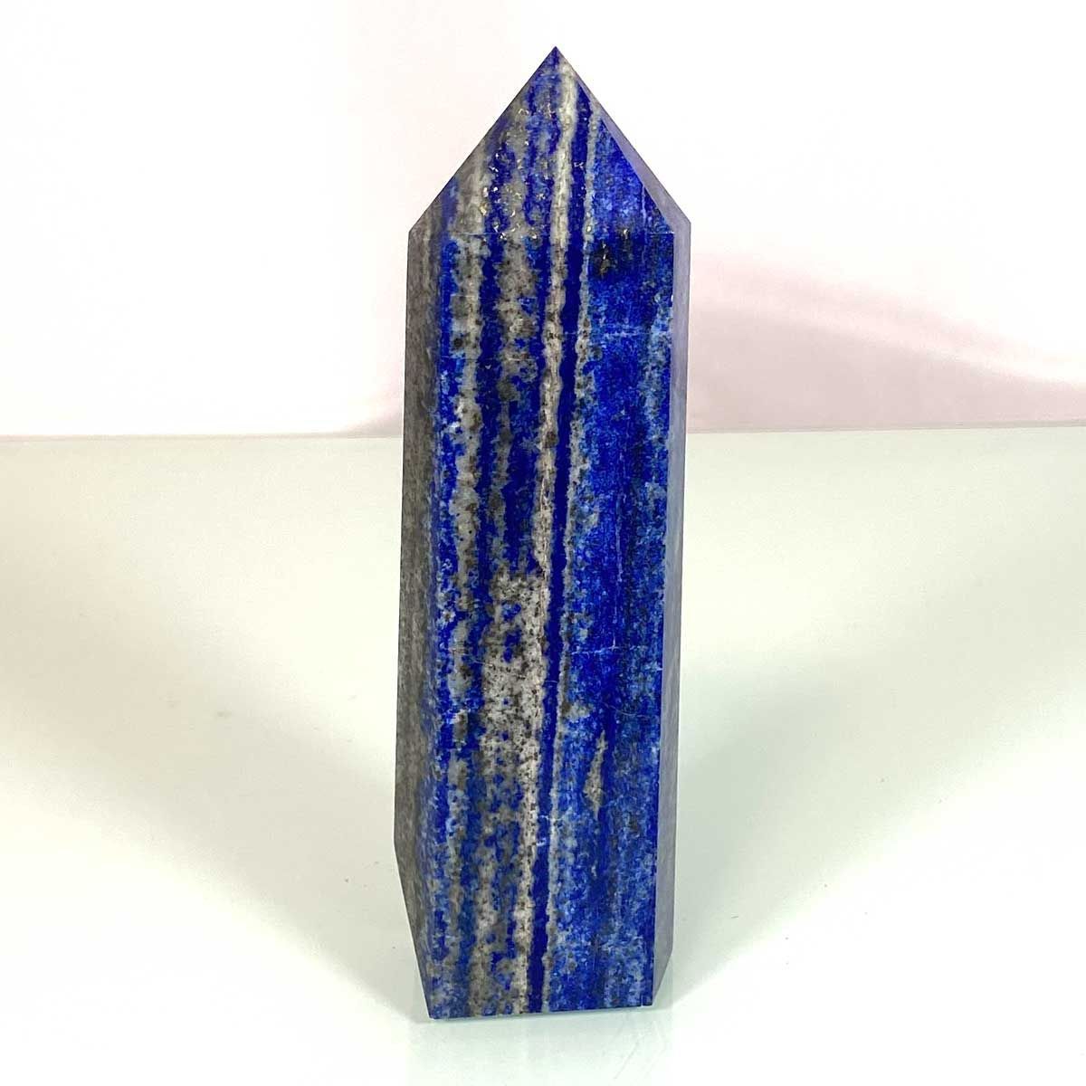 ラピスラズリ 六角柱 ポイント 約150mm 約464g 天然石 原石 磨き 青金石 パワーストーン 置物 インテリア 一点物