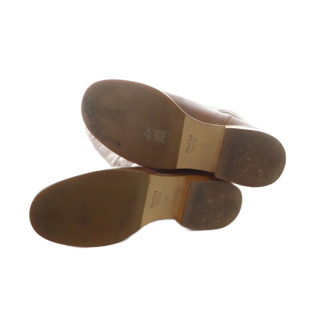 マックスマーラ MAX MARA ロングブーツ レザー ロゴ ラウンドトゥ 37