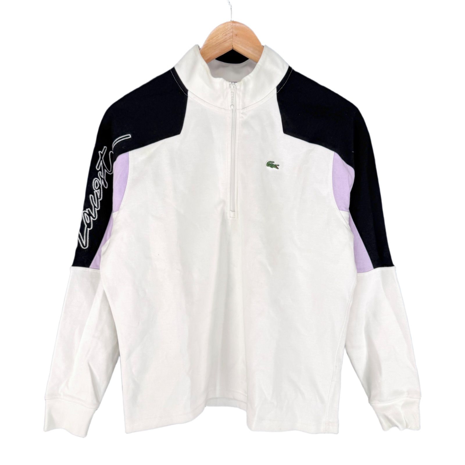 LACOSTE LIVE ハーフジップ スウェットシャツ トレーナー 38 ホワイト 