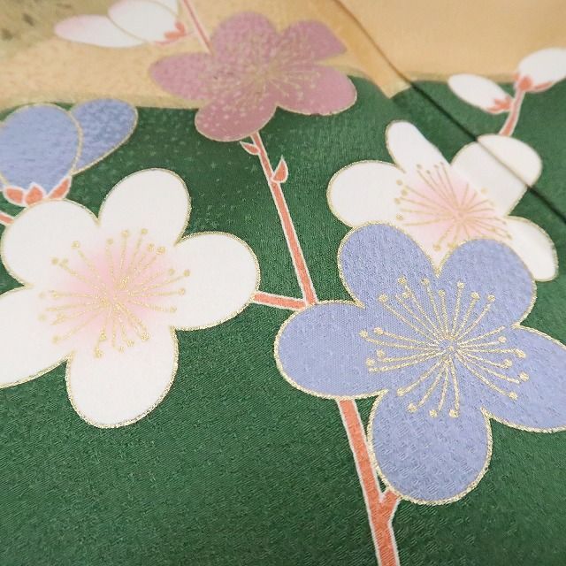 ✾まめ藤✾m1919＊正絹 金駒刺繡 菊 梅 トールサイズ 成人式 手縫い