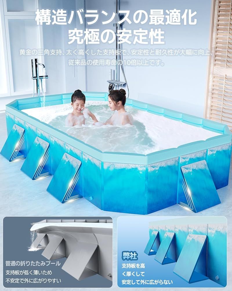  廃盤 品 折りたたみプール 大型 子供用 Alwgreen 家庭用 空気入れ不要 組み立て不要 耐高温 耐摩擦 子ども 外径300*165*55 CM その他 おもちゃ