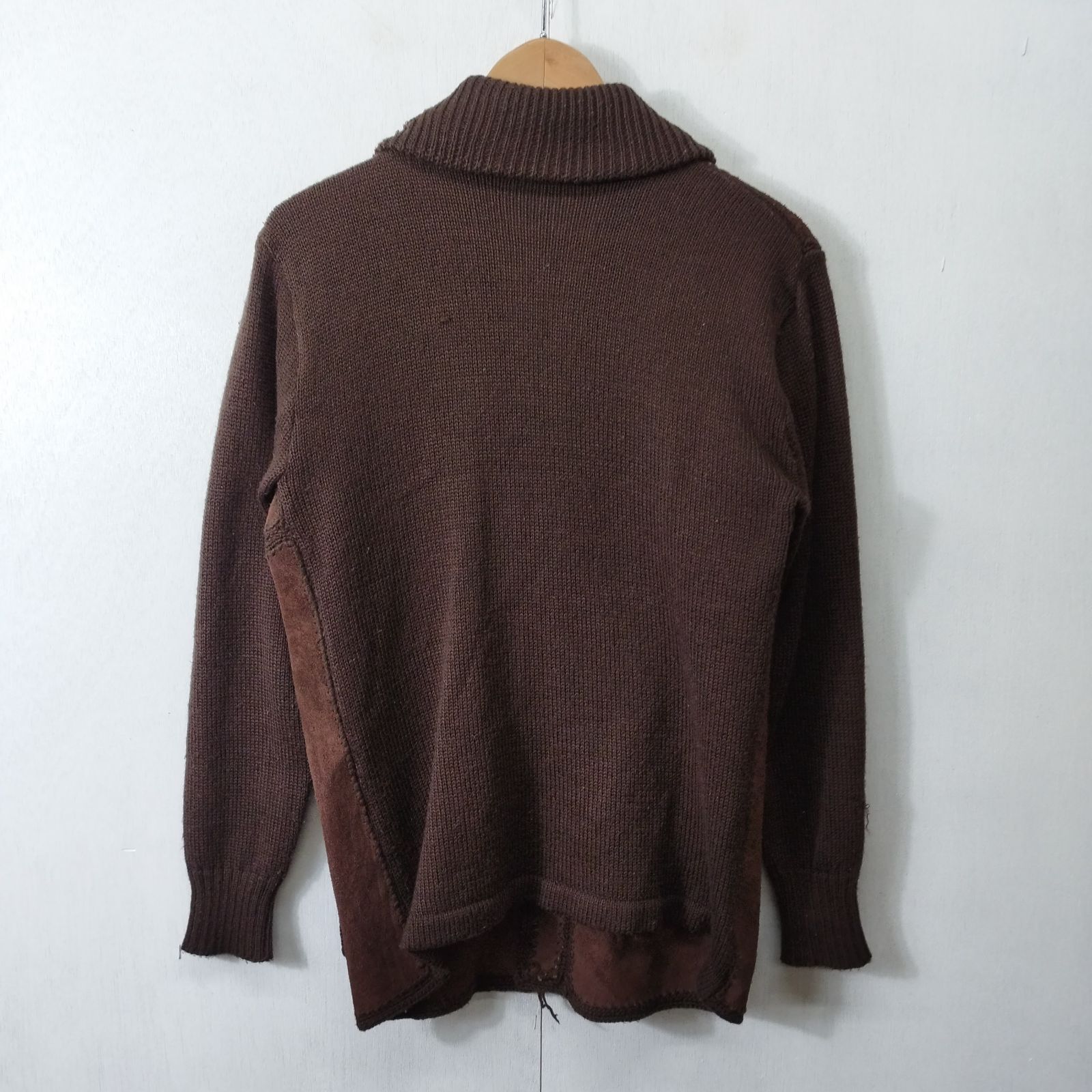 J.ATES スエード ニット ショールカラー カーディガン ドッキング 