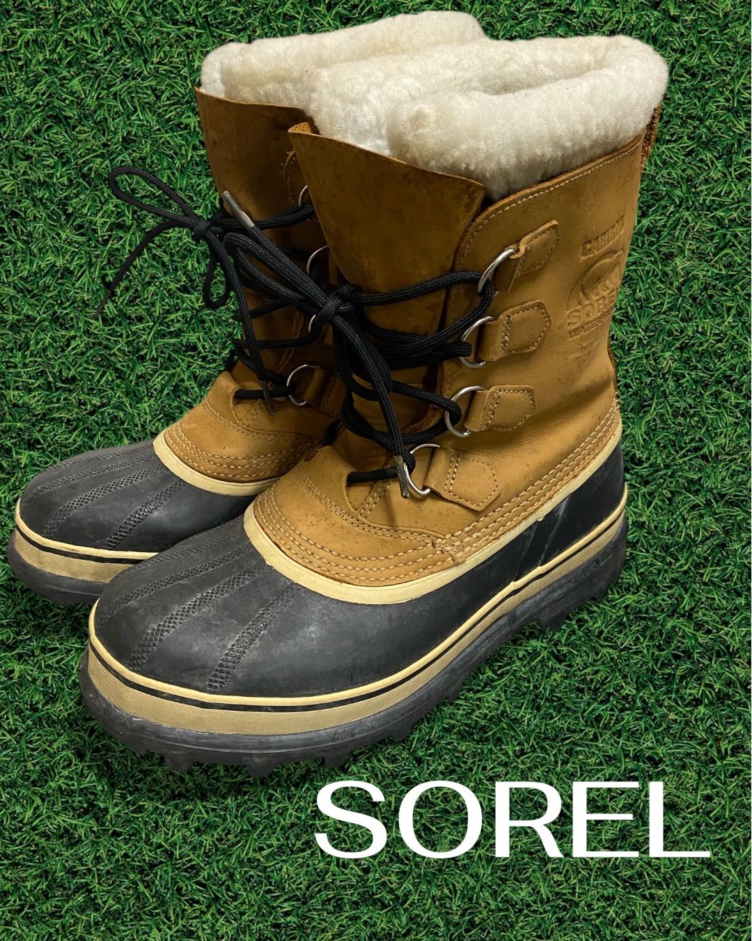 SOREL ソレル CARIBOU カリブー 25.0cm スノーブーツ ベージュブラック