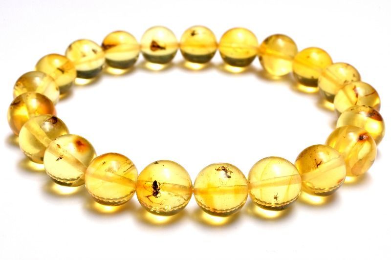 1点物】全粒内包☆限定入荷！ 虫入り琥珀アンバー 9.5mm ブレスレット