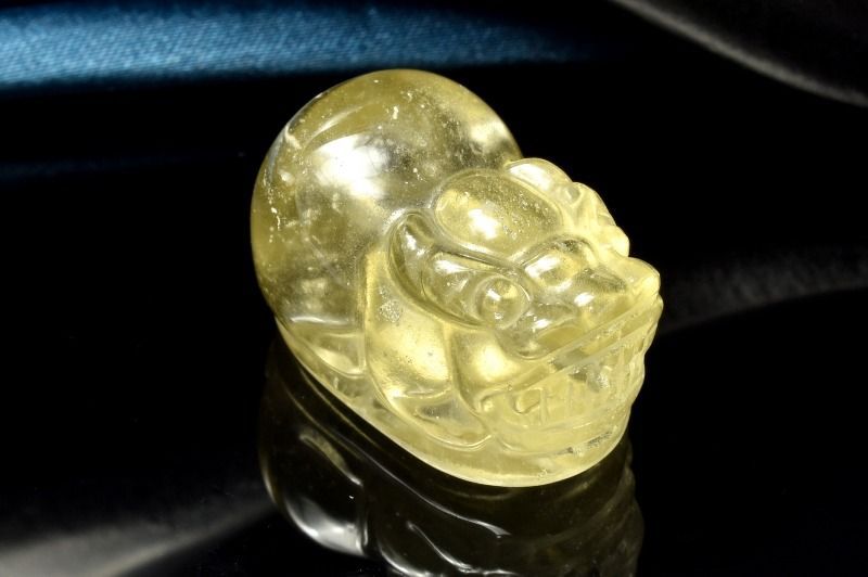 1点物】AAA激レア☆透明レモンカラー リビアングラス 25x16mm 貔貅