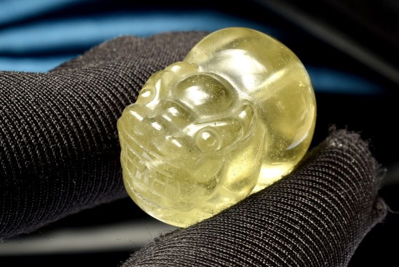 1点物】AAA激レア☆透明レモンカラー リビアングラス 21x16mm 貔貅