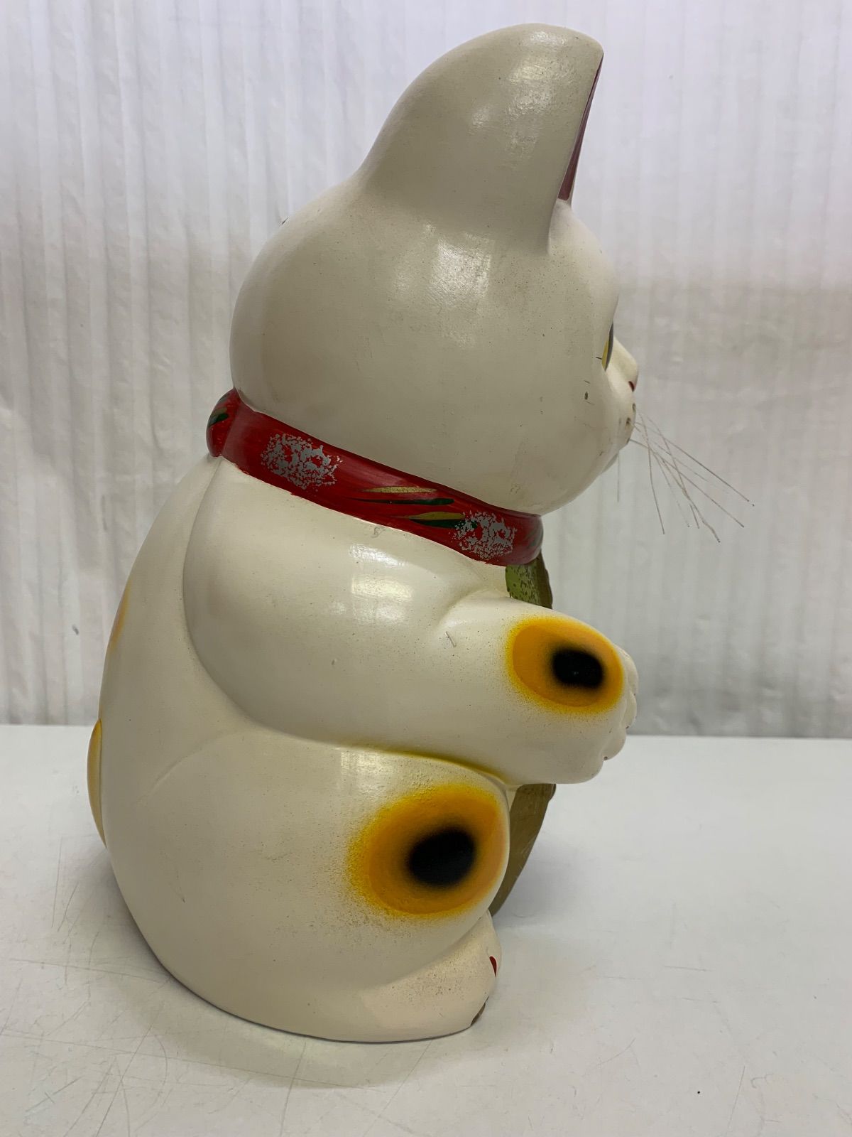 年代物 昭和レトロ 左招き猫 貯金箱 猫 招福 商売繁盛 陶器 置物