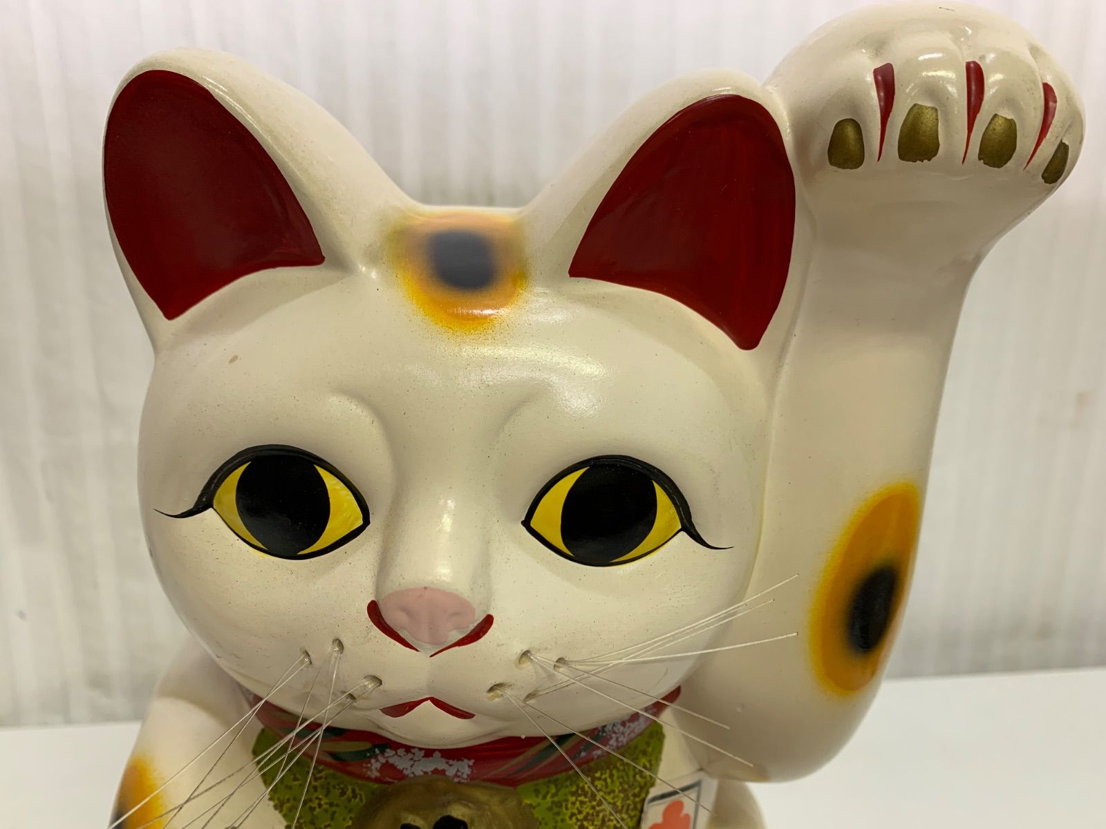 年代物 昭和レトロ 左招き猫 貯金箱 猫 招福 商売繁盛 陶器 置物