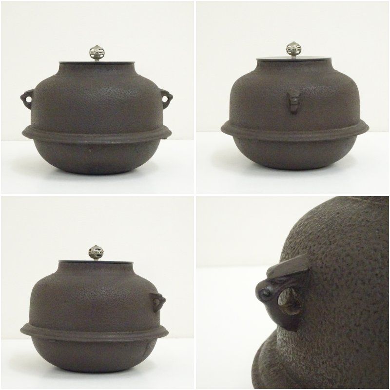 釜師須藤浄義造 唐銅朝鮮風炉釜（前瓦・底瓦・敷板付）（共箱） 茶道