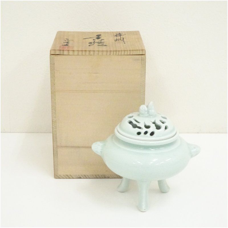 鍋島焼 大秀造 青磁香炉（保護箱） 香道具 お香 おしゃれ かわいい