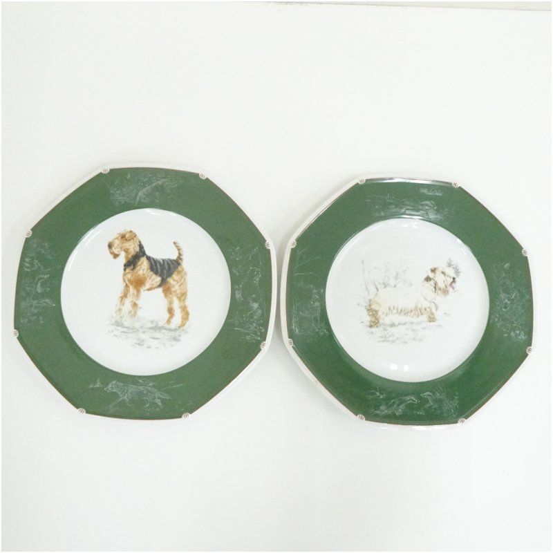 HERMES エルメス エアデールテリア・シーリハムテリア 八角プレート2客