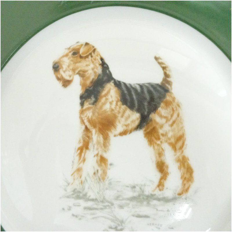 HERMES エルメス エアデールテリア・シーリハムテリア 八角プレート2客