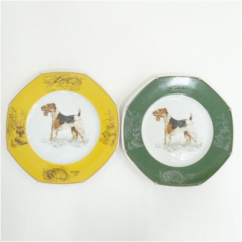 HERMES エルメス ワイヤーフォックステリア 八角プレート2客 食器