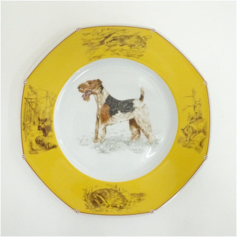 HERMES エルメス ワイヤーフォックステリア 八角プレート2客 食器