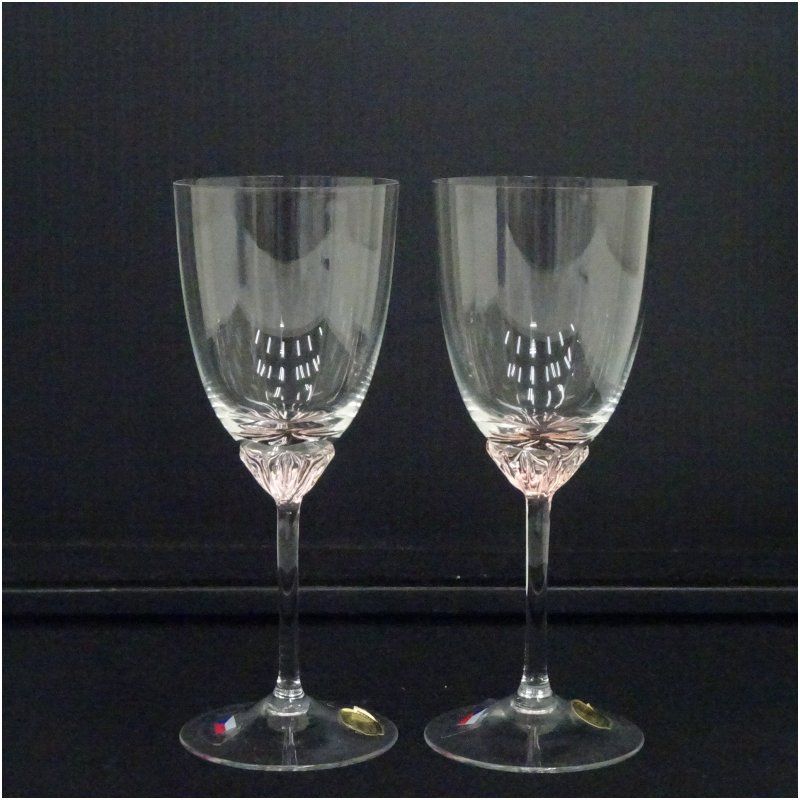 チェコスロバキア製 ボヘミアガラス ワイングラスペア（紙箱） 食器