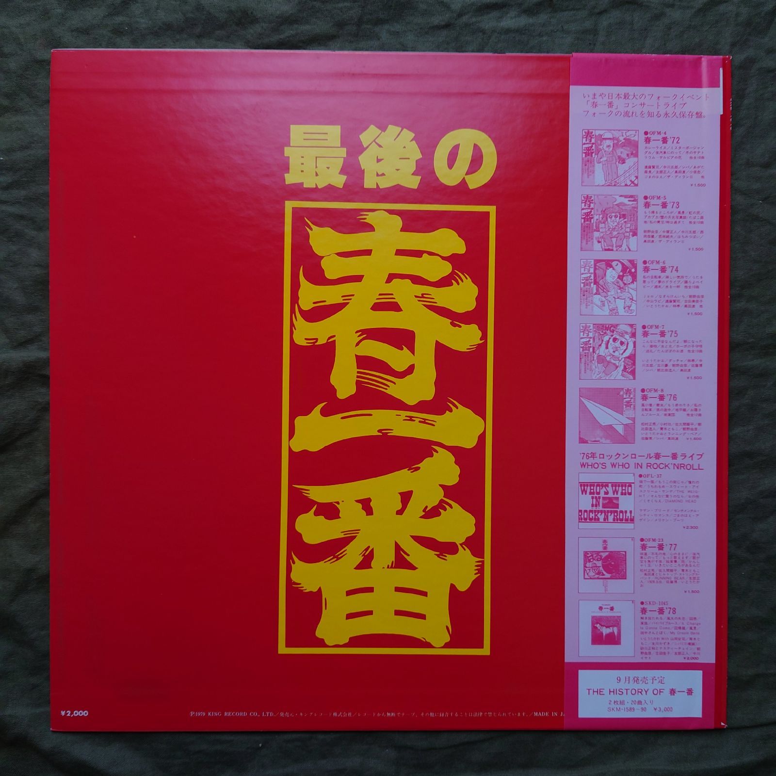 傷なし美盤 美ジャケ 両面マト1 レア盤 1979年 LPレコード 最後の春一