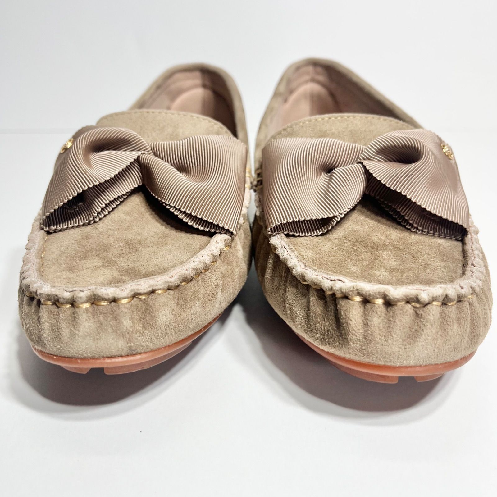 ランバンオンブルー LANVIN en Bleu 23.5cm リボンモチーフ ベージュ