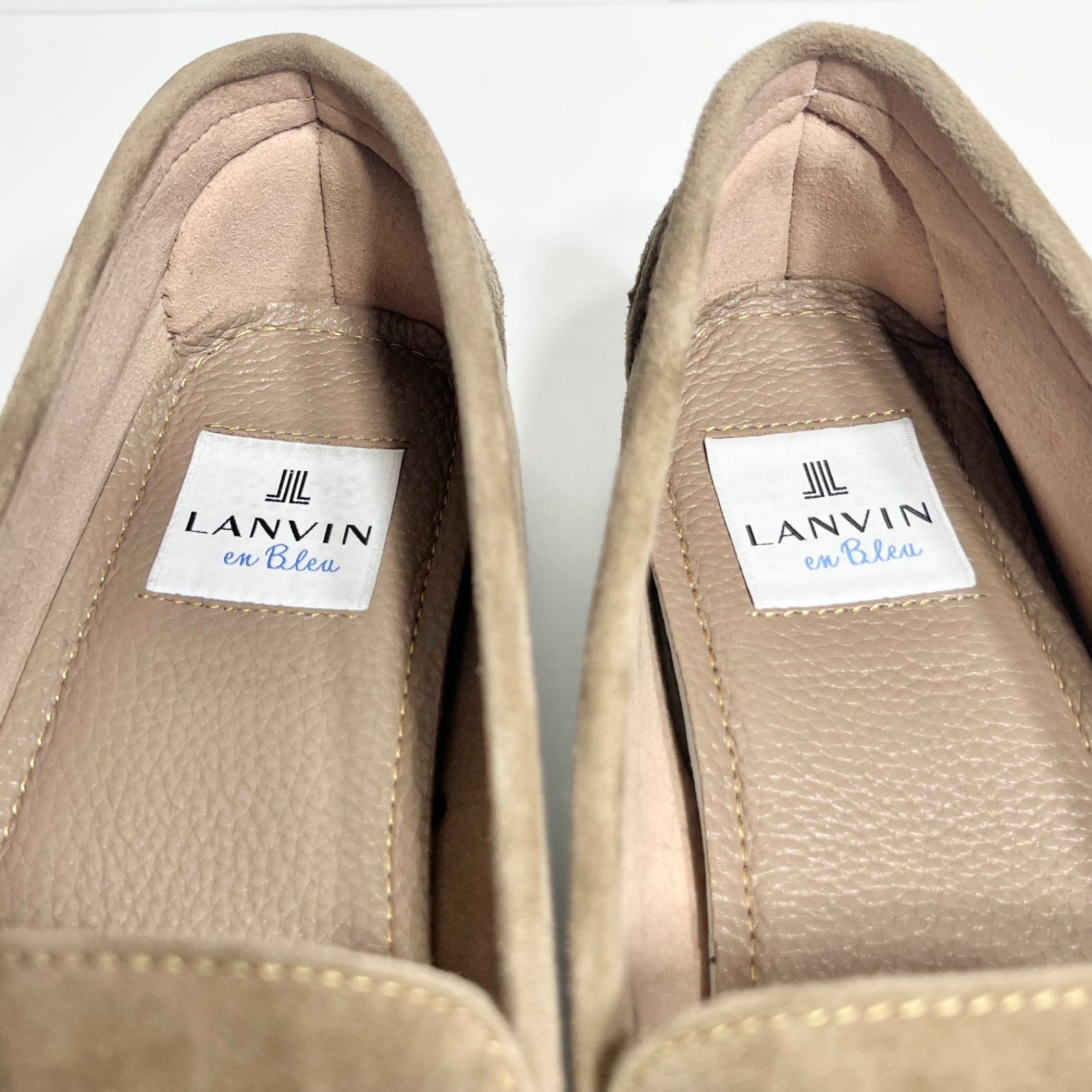 ランバンオンブルー LANVIN en Bleu 23.5cm リボンモチーフ ベージュ