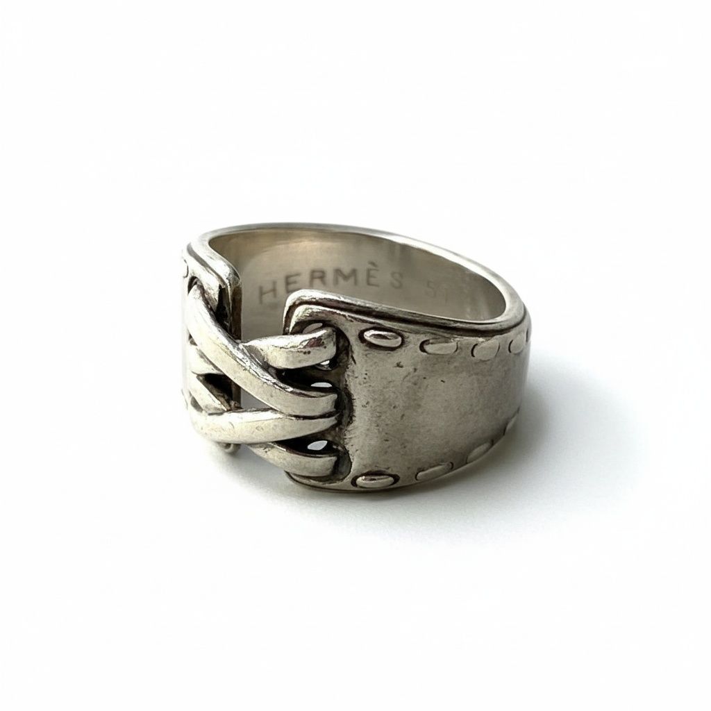 b5 Vintage HERMES エルメス メキシコリング アクセサリー 51 シルバー