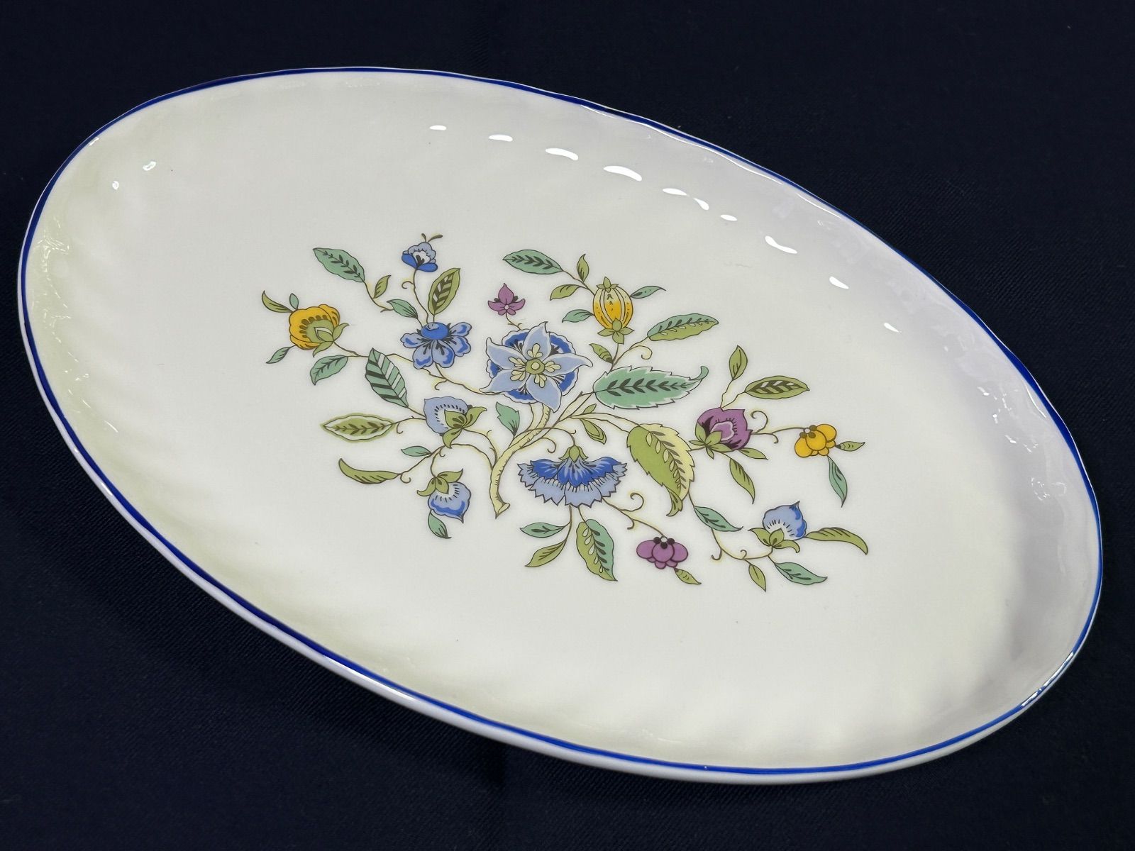 2枚セット ミントン Minton ハドンホール ブルー オーバルプレート 200