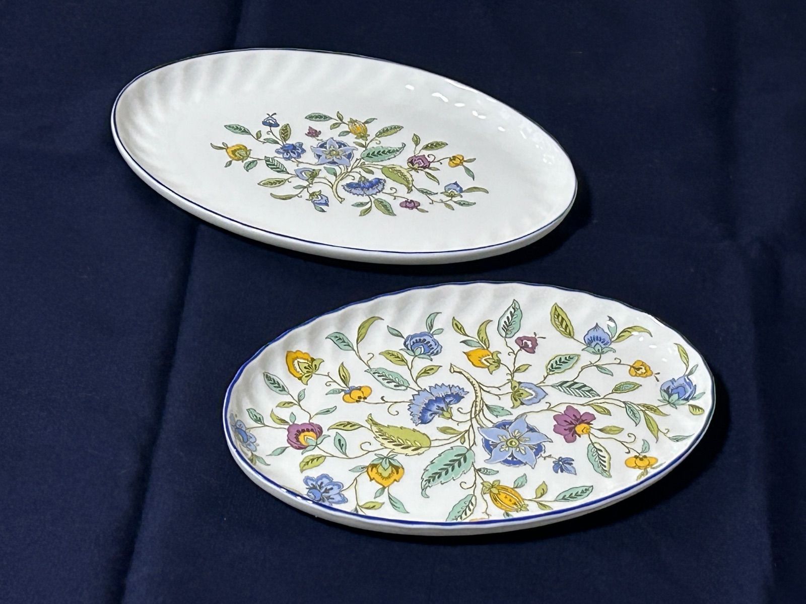 2枚セット ミントン Minton ハドンホール ブルー オーバルプレート 200