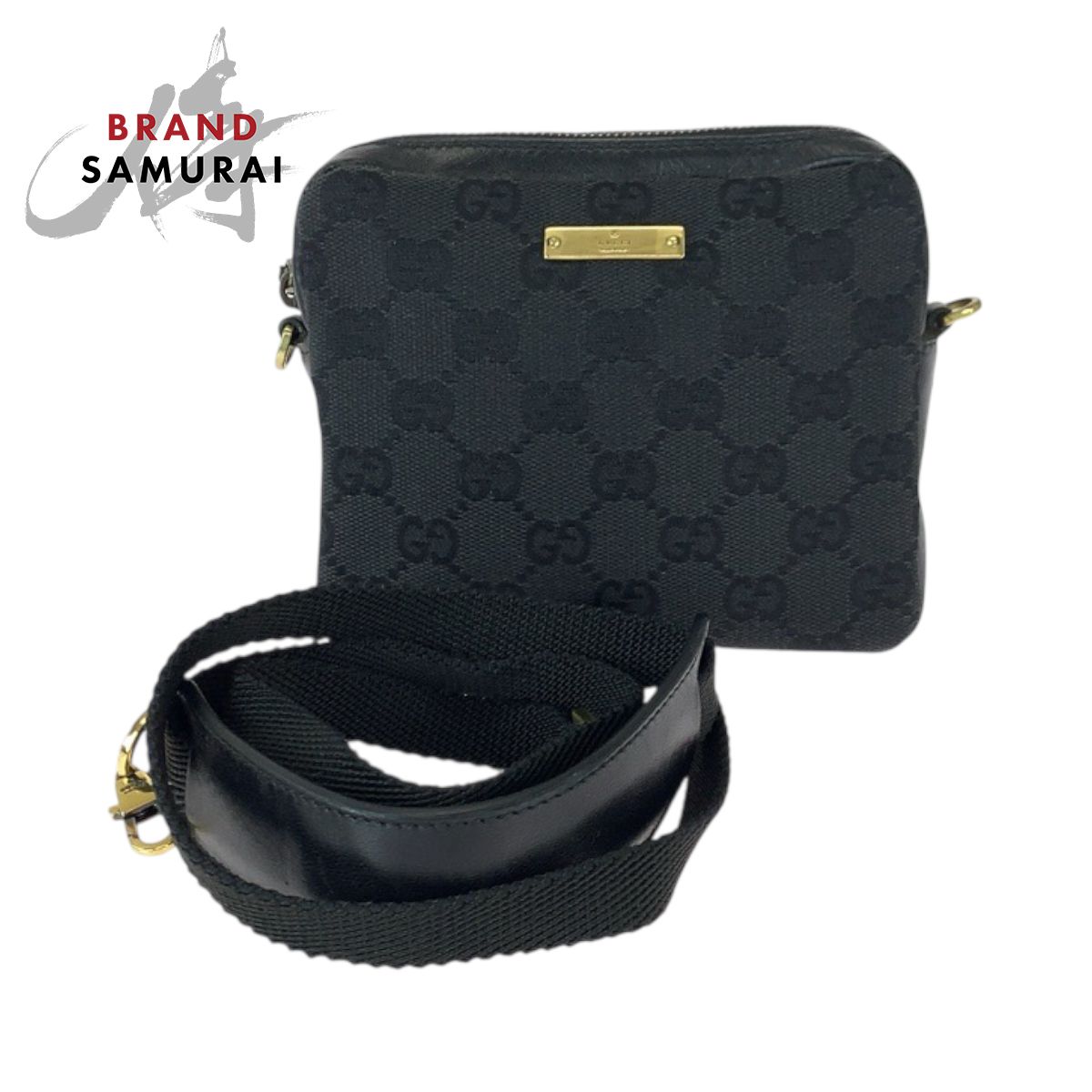 美品 GUCCI グッチ ブラック 黒 ゴールド金具 GGキャンバス/レザー