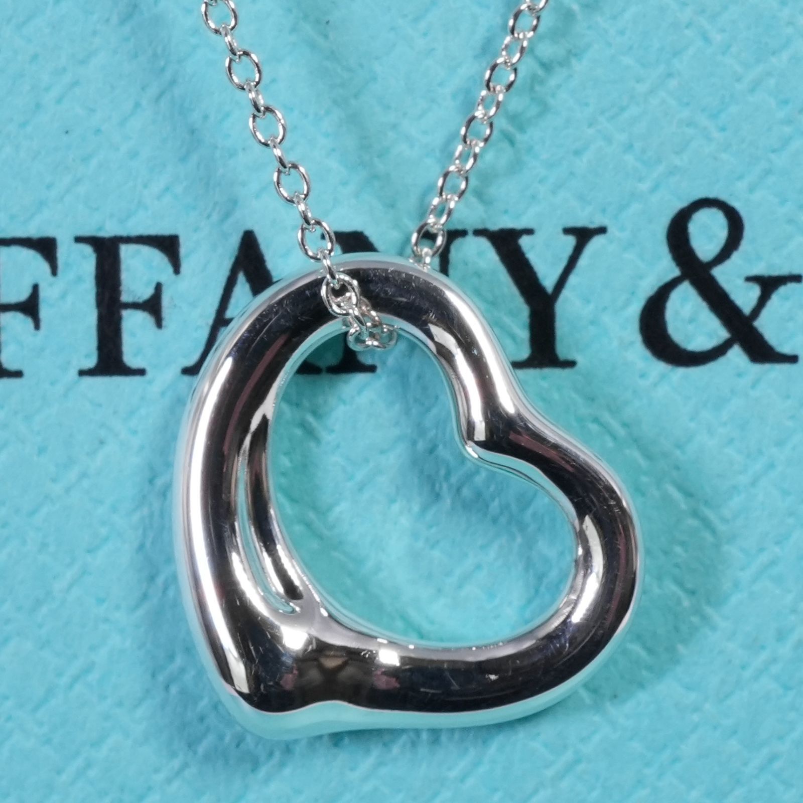 極美品16mmティファニー オープンハート シルバー ネックレス/25-2422