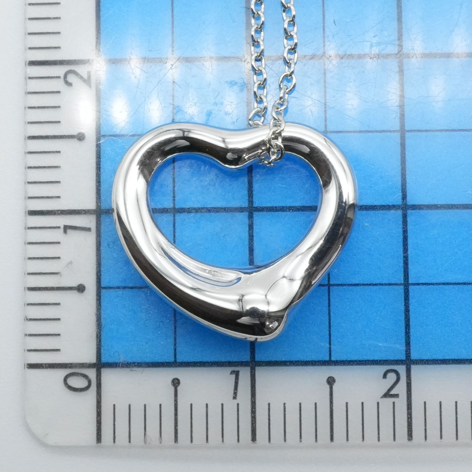 極美品16mmティファニー オープンハート シルバー ネックレス/25-2422