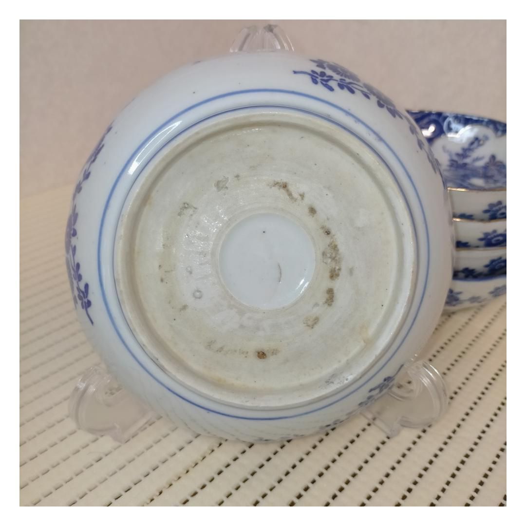 明治大正期】伊万里焼 印判金彩膾皿 5客セット 径14.4cm 和食器磁器染