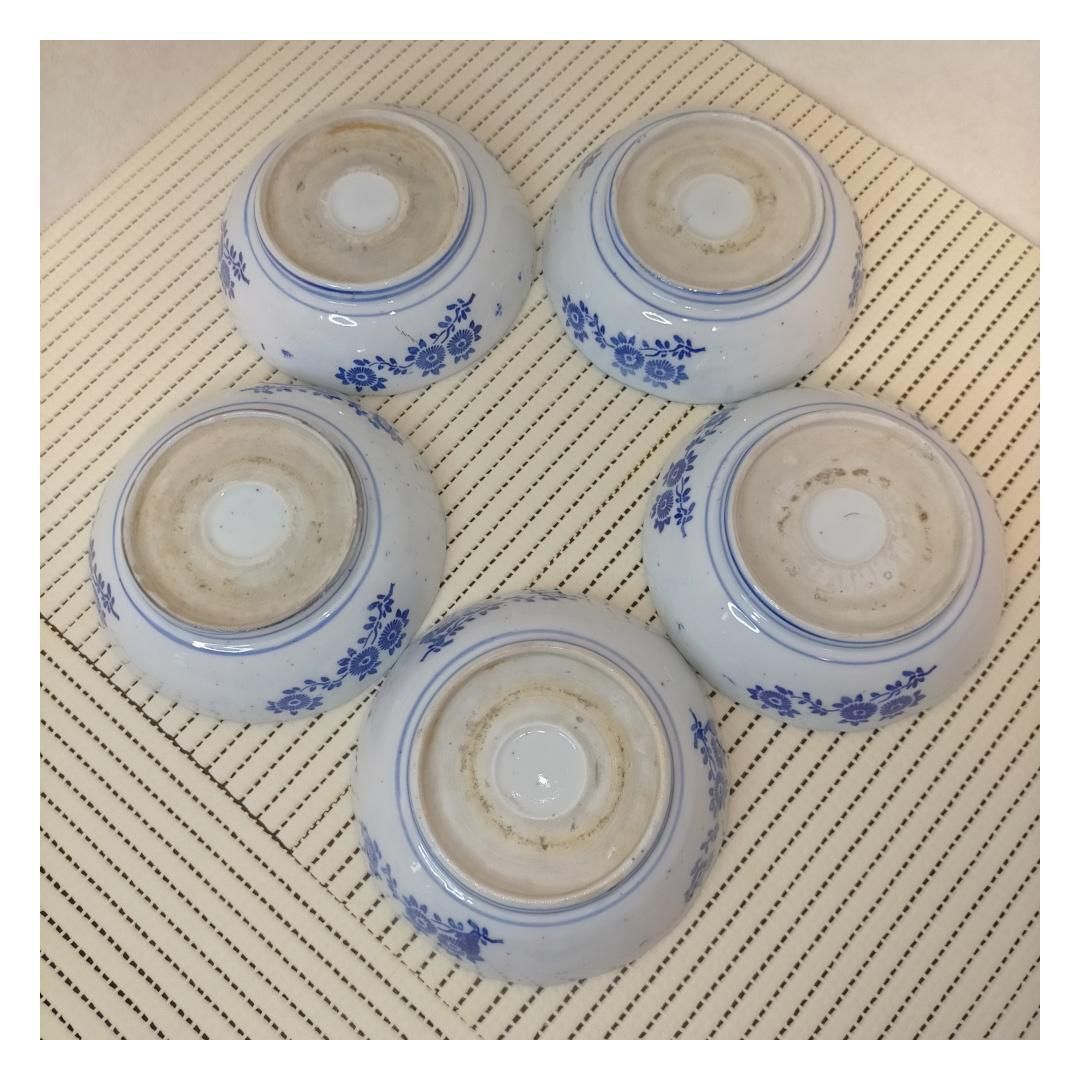 明治大正期】伊万里焼 印判金彩膾皿 5客セット 径14.4cm 和食器磁器染