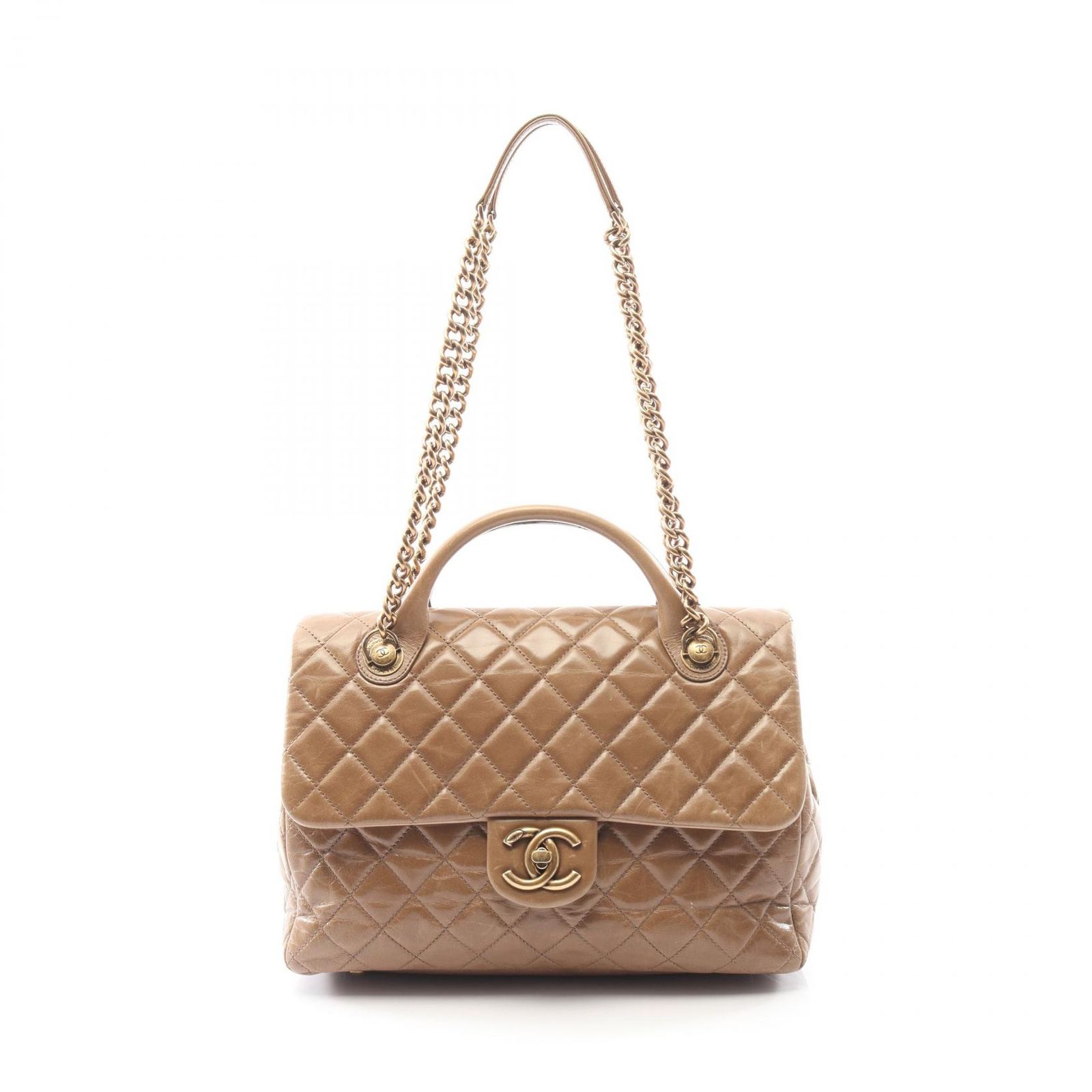 シャネル CHANEL ショルダーバッグ マトラッセ ブラウン レザー 