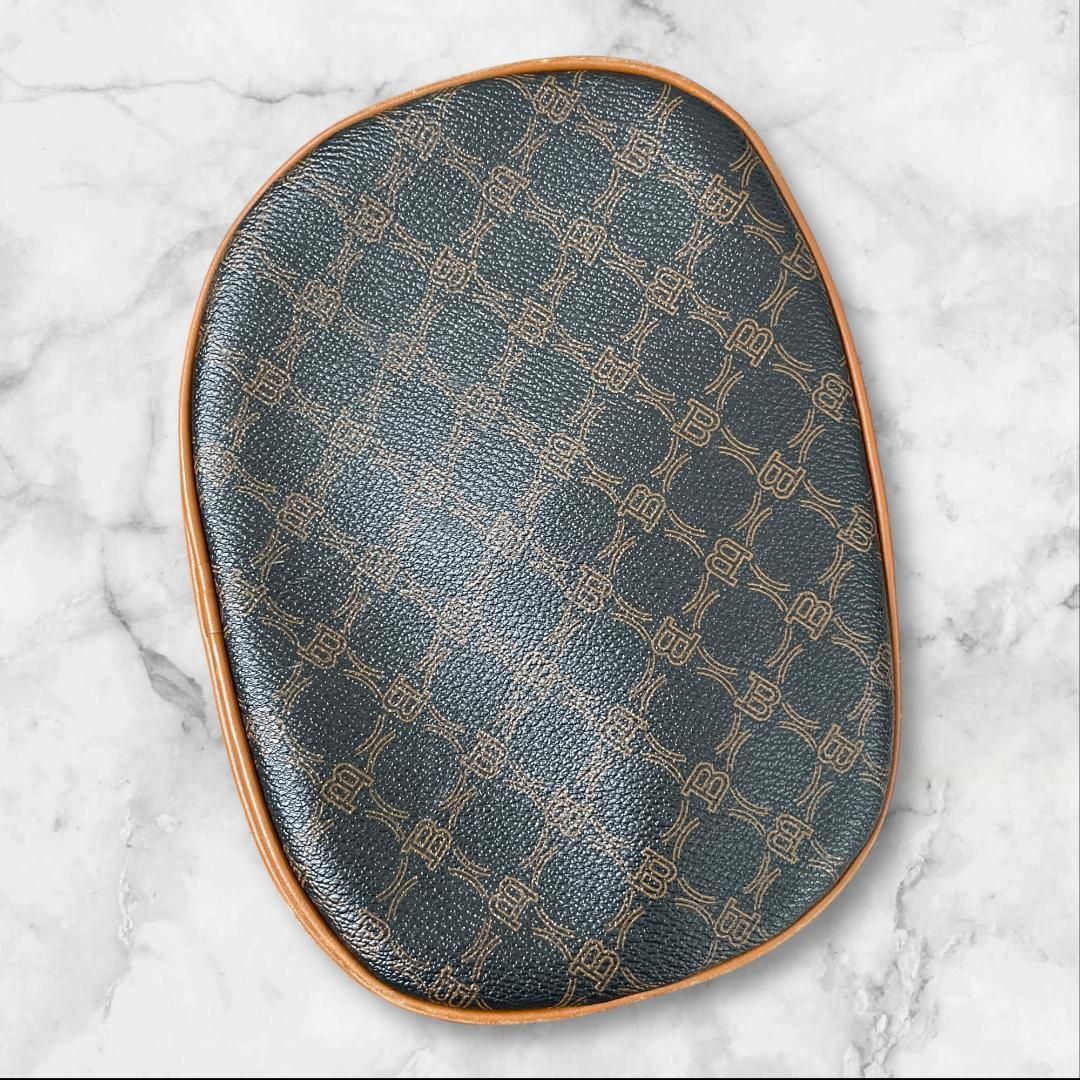 BALLY バリー 巾着型 ショルダーバッグ ロゴ総柄 レザー 茶系 