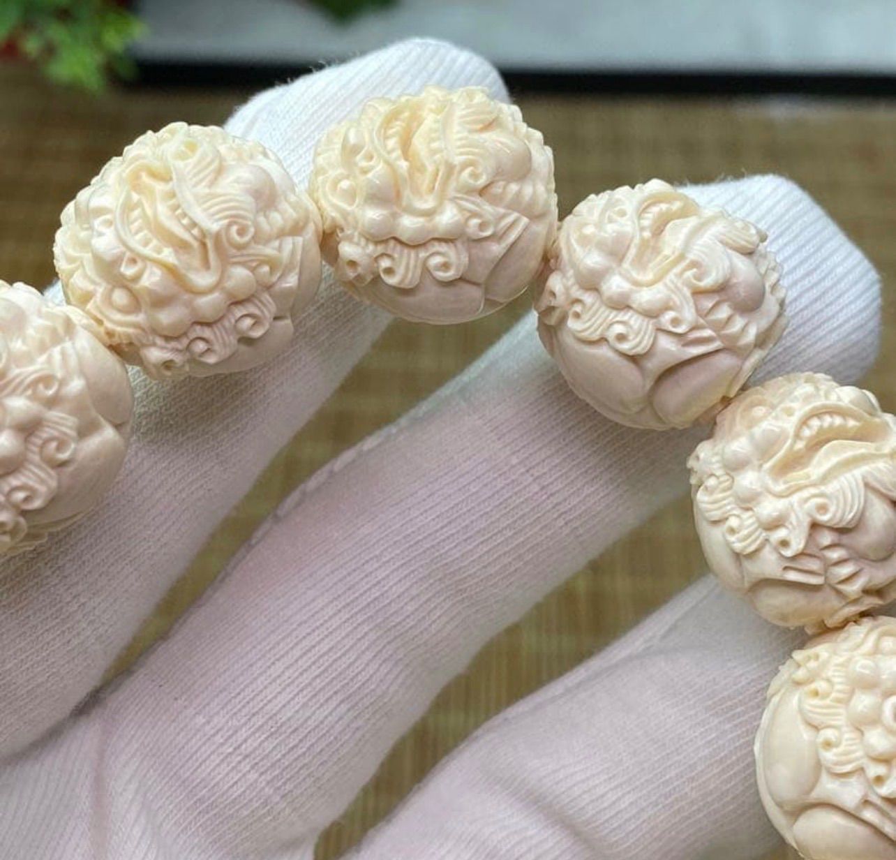 天然マンモス牙美しい手作り彫刻 貔貅 ブレスレット - メルカリ