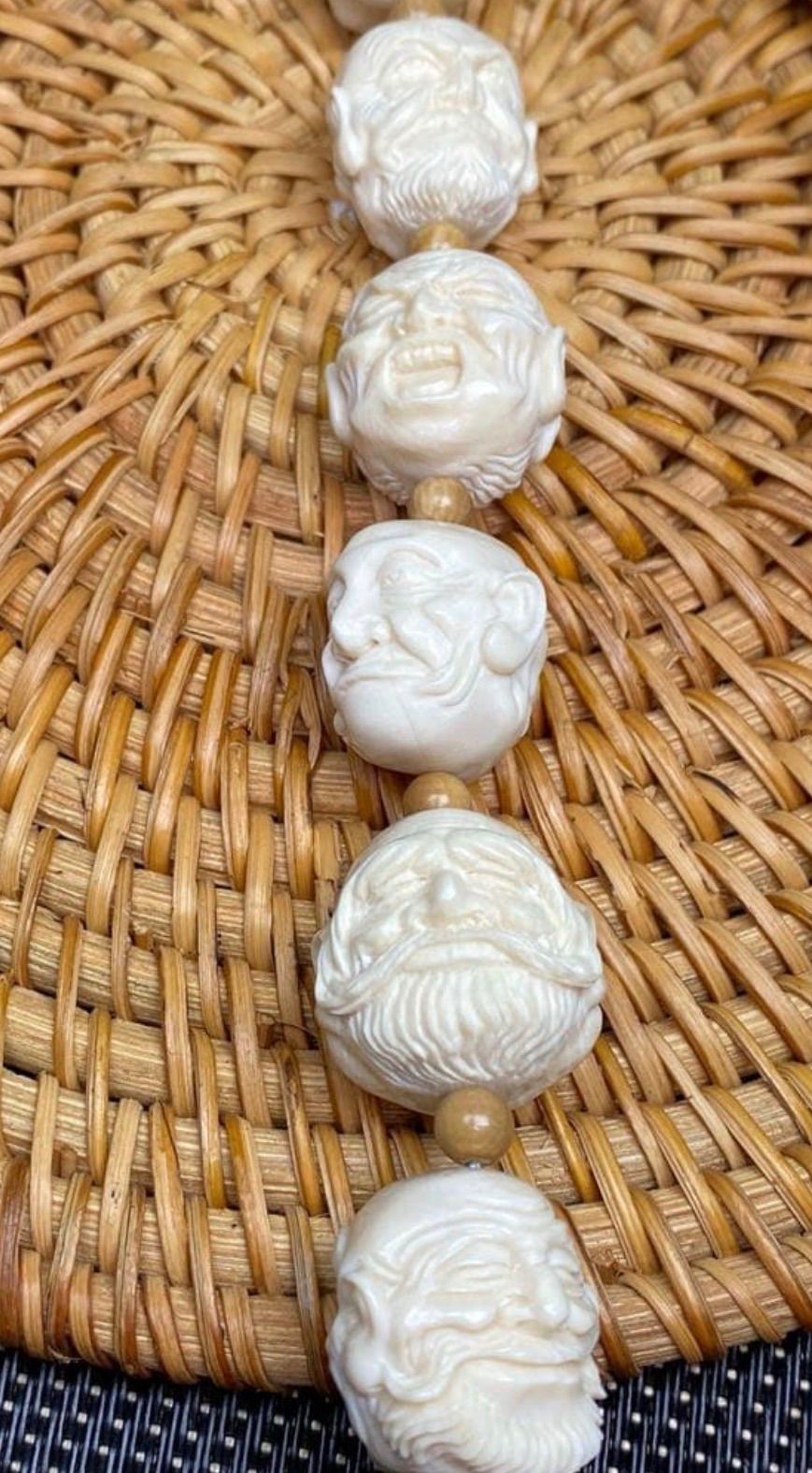 天然マンモス牙美しい手作り彫刻 十八羅漢 手持ち/数珠 - メルカリ